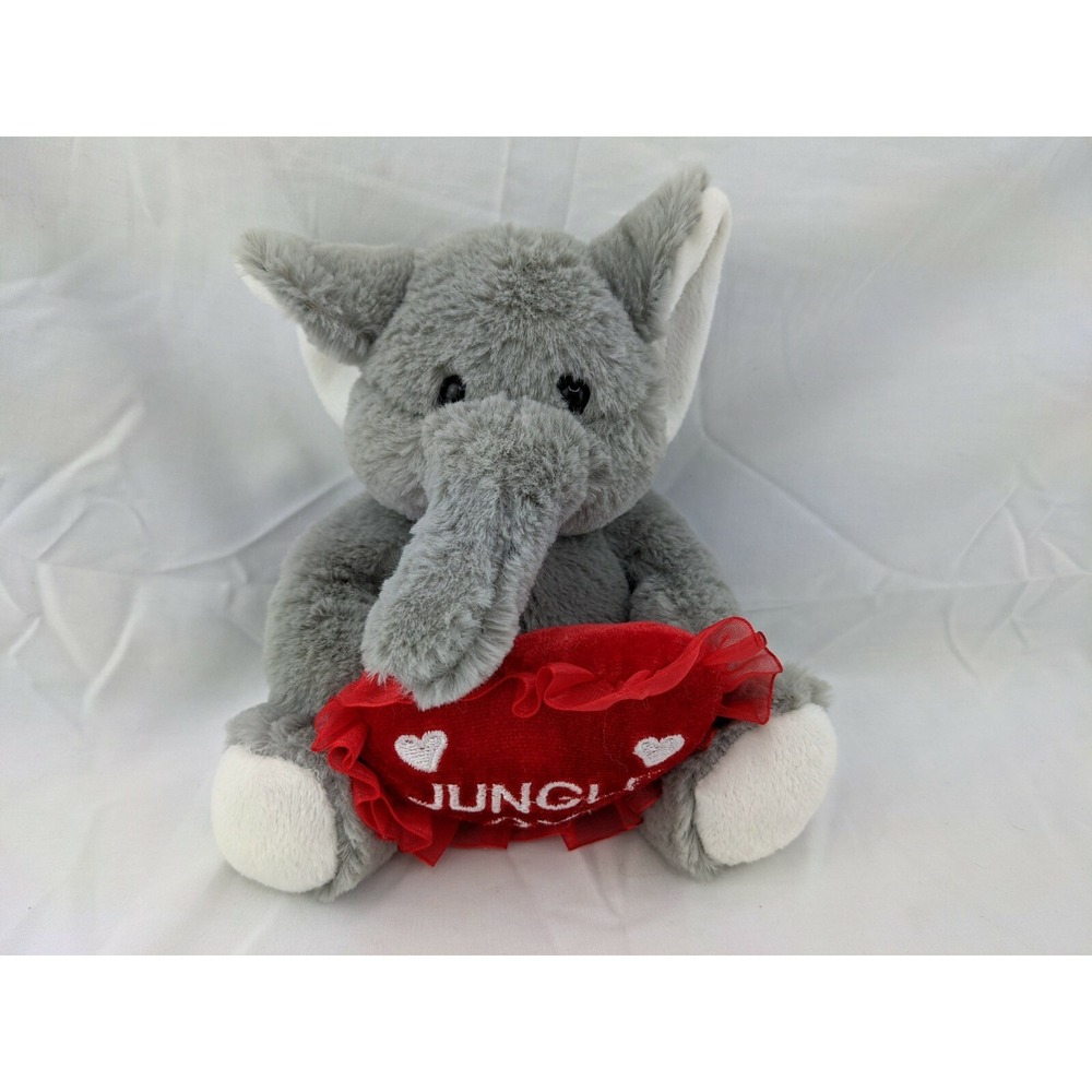 Gray Elephant Plush 7 Inch Jungle‎ Love Heart Pillow Red Inter-American Products